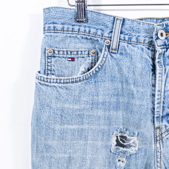 Tommy Hilfiger Jeans Y2K Flag Patch Distressed Hip Hop - Picture 3 of 16